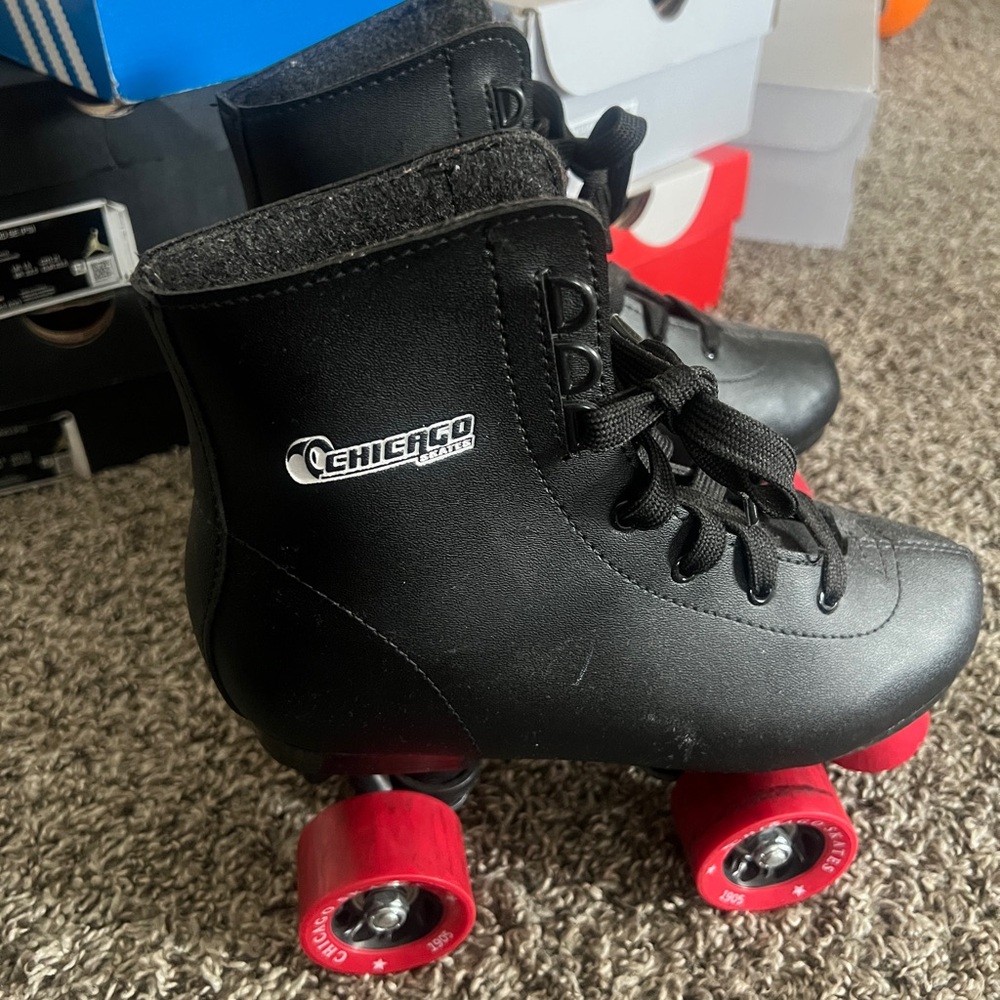 Chic Black and Red Roller Skates with High-Top Design